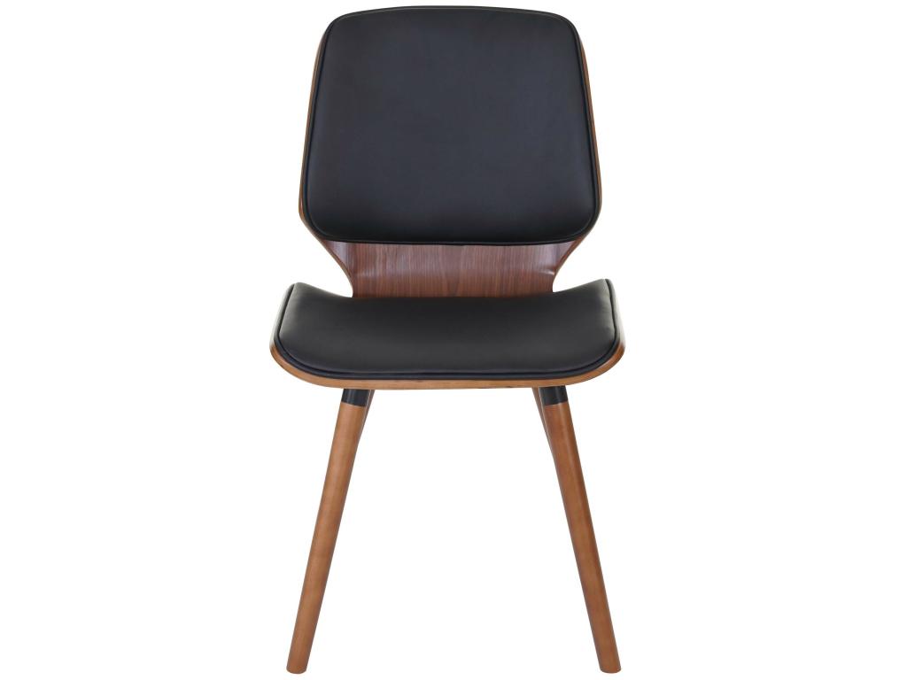 2x Retro Design Bentwood Dining Chairs, Black Synthetic Walnut 04 0000216