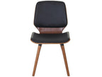 2x Retro Design Bentwood Dining Chairs, Black Synthetic Walnut 04 0000216