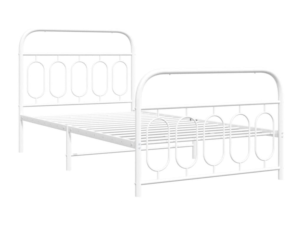 Metal bed frame without mattress and white bed legs, 100x200 cm