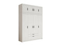 Homzora 106 White Wardrobe 246x176x53cm Wardrobe Doors with Hinges