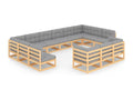 13-piece garden furniture set with cushions, solid pine wood