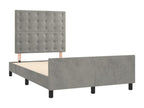 Bed frame with light grey velvet headboard, 120x190