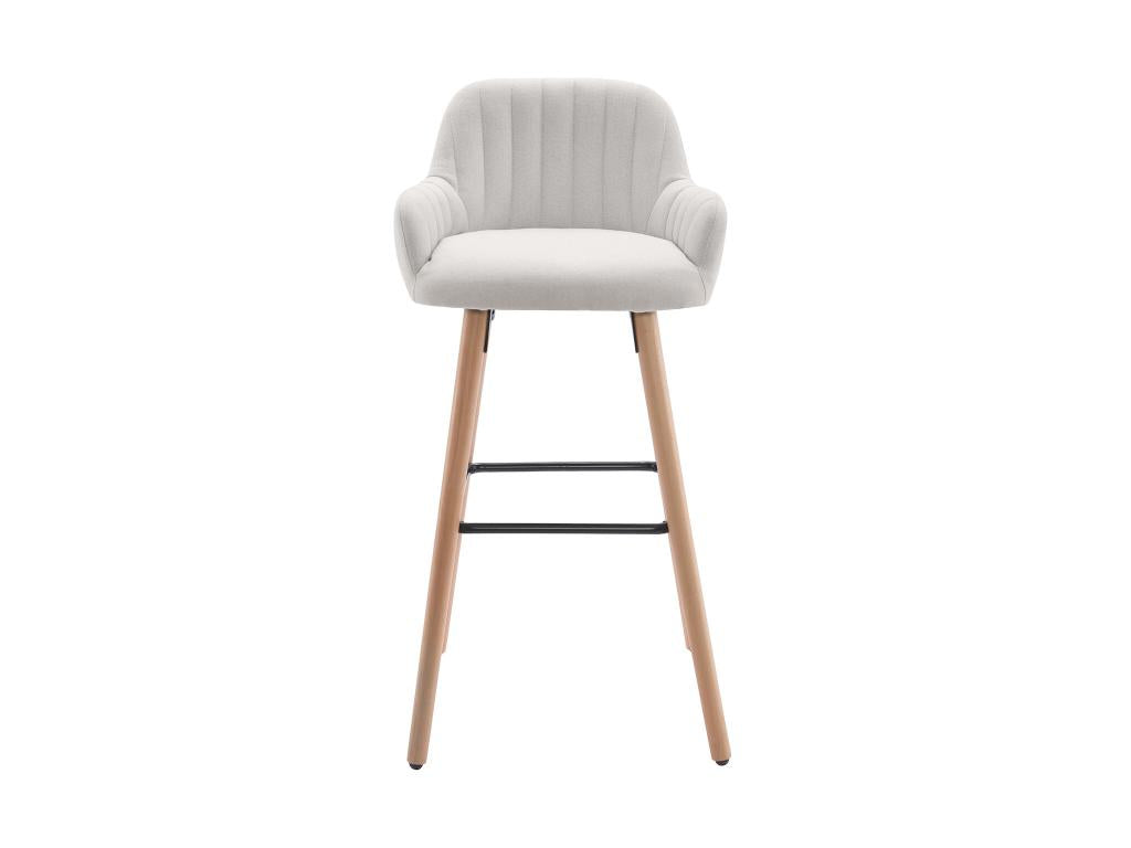 Set of 2 fabric bar stools with beech wood legs - Cream - Homzora