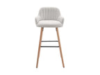 Set of 2 fabric bar stools with beech wood legs - Cream - Homzora