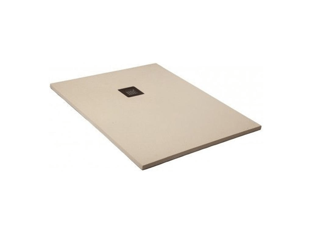 175x120 cm Shower Tray, Homzora Extra Thin White Line, Homzora RAL 1013, Made of Synthetic Resin and Marble Powder, With Free Drain