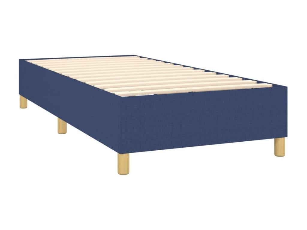 Upholstered bed base with mattress and blue LED light, 80x200cm, fabric