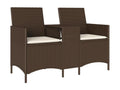 Two-seater garden sofa with table and cushions, made of woven resin
