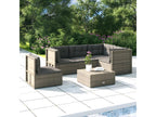 5-piece garden furniture set with cushions, grey woven resin