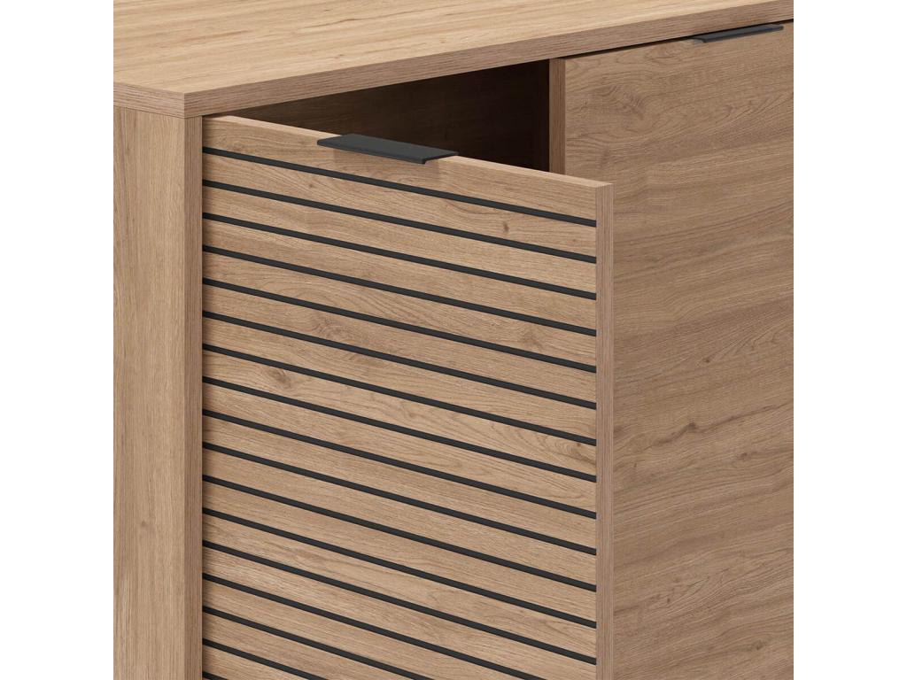 Homzora - 2-Door Storage Unit with Wood Look, Slatted Metal Feet
