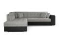 Homzora 260cm Left/Right Convertible Sofa in Heather Grey Fabric and Black Faux Leather