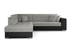 Homzora 260cm Left/Right Convertible Sofa in Heather Grey Fabric and Black Faux Leather