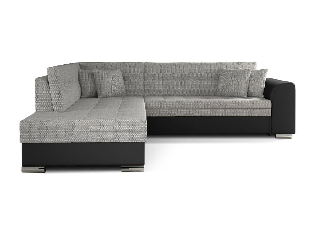 Homzora 260cm Left/Right Convertible Sofa in Heather Grey Fabric and Black Faux Leather