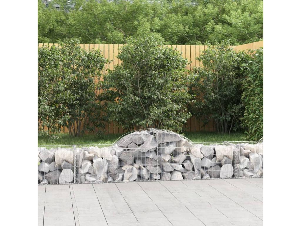 Arched gabion baskets, 2 pcs, 200x50x40-60 galvanized iron