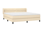 Upholstered bed base with mattress, Cream, 180x200 cm, Fabric
