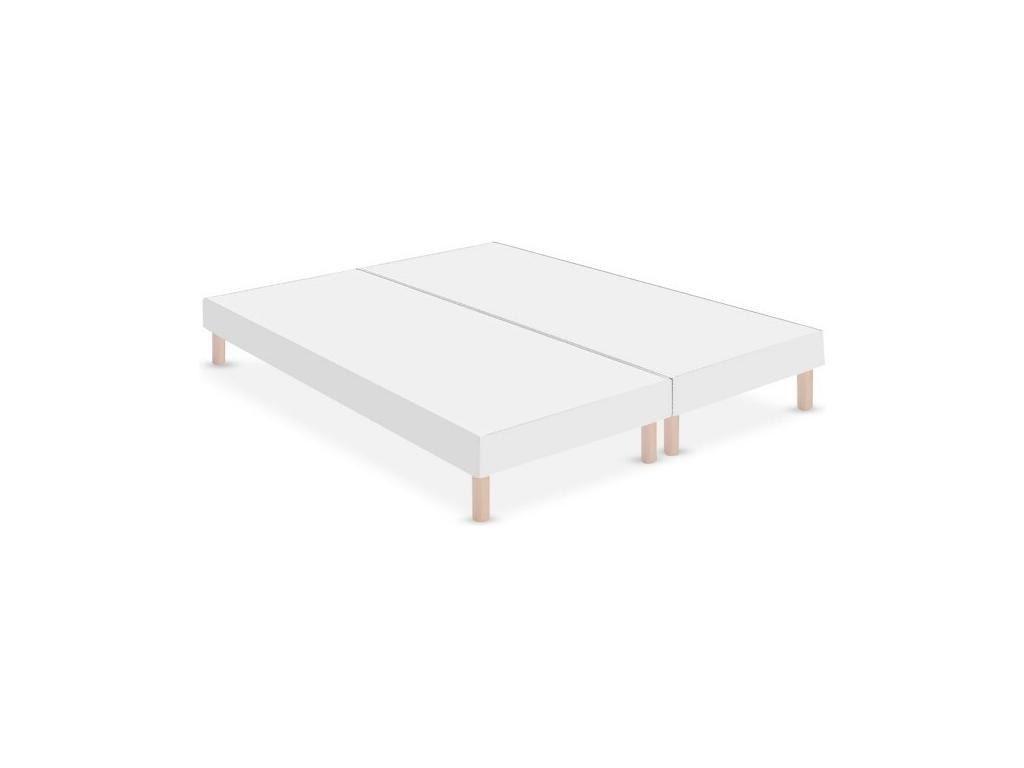 White upholstered bed base 70x200x2 or 140x200 cm - Handmade in France - Legs included - Height with legs: 27 cm