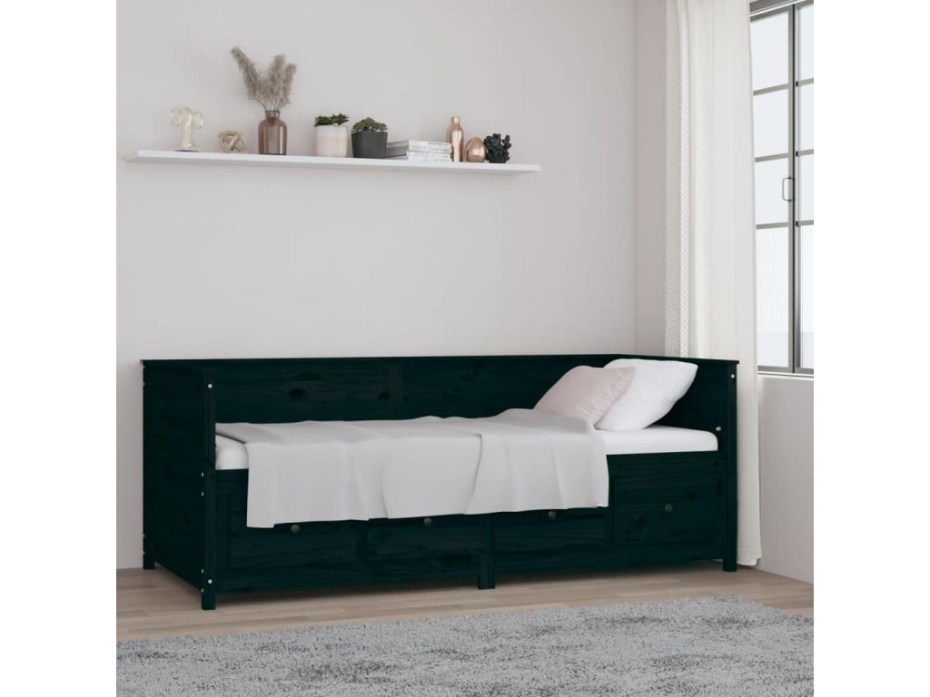Black daybed 90x200 cm Solid pine wood