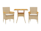 Homzora 3-Piece Beige Rattan Garden Dining Set with Cushions