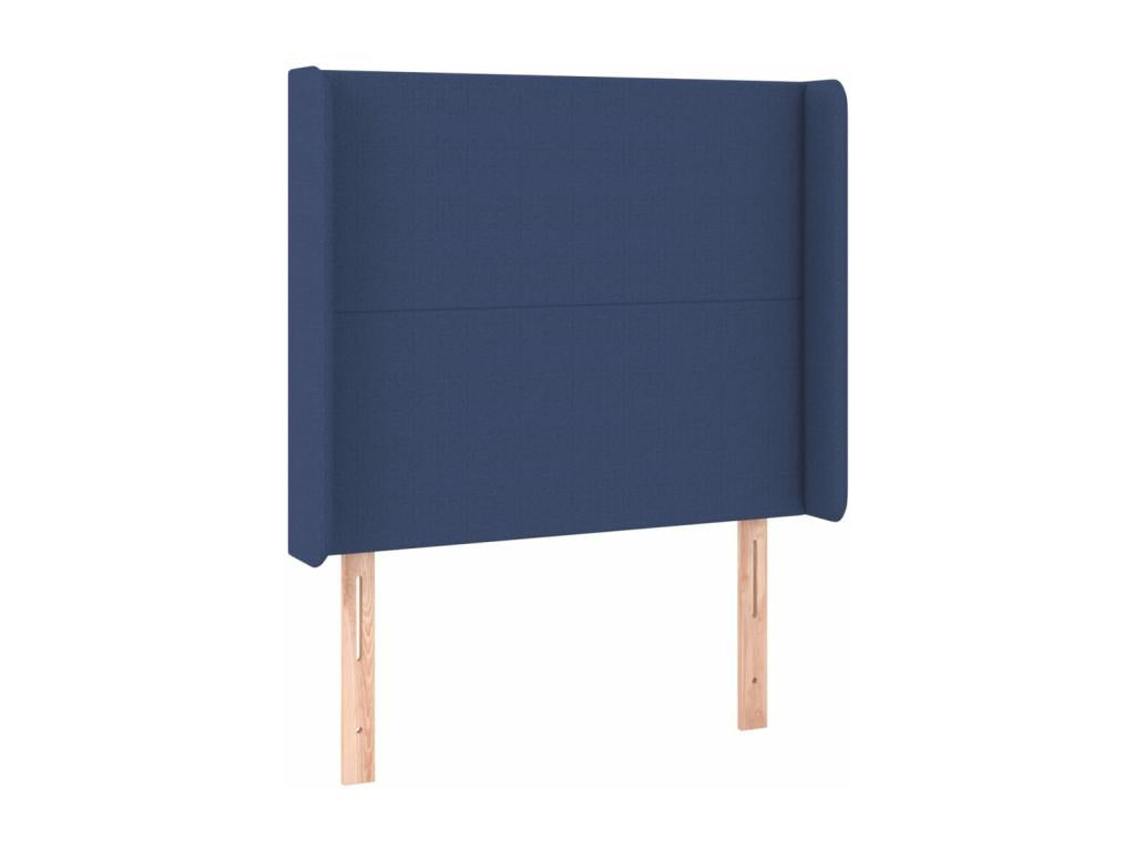 Upholstered bed base with mattress, blue, 80x200 cm, fabric