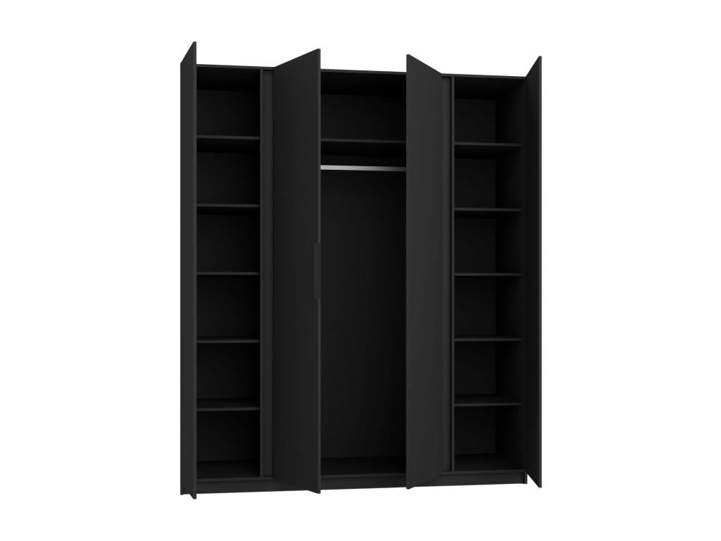 4-door wardrobe with slatted panels and 2 mirrors - 200 cm - Homzora oak/black - Homzora