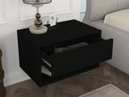 Set of 2 floating bedside tables - 1 drawer and 1 shelf - Black - Homzora
