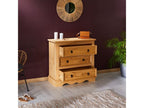 Homzora Mexican-style wooden sideboard/chest of drawers with 3 large solid pine drawers, stained and waxed finish