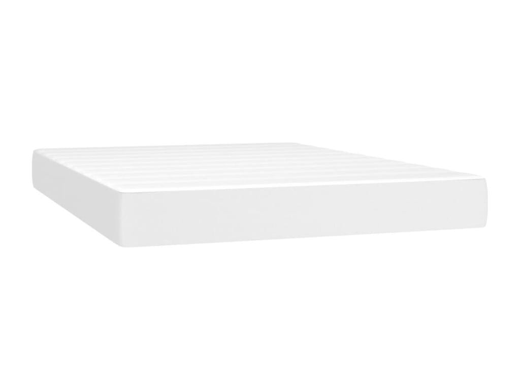Upholstered bed base with mattress, white, 140x190cm, faux leather