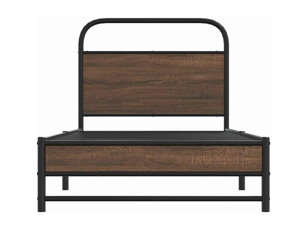 Bed frame without mattress, 90x200cm, brown oak engineered wood
