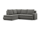 Left Corner Sofa with Ottoman Bed Function, Light Grey