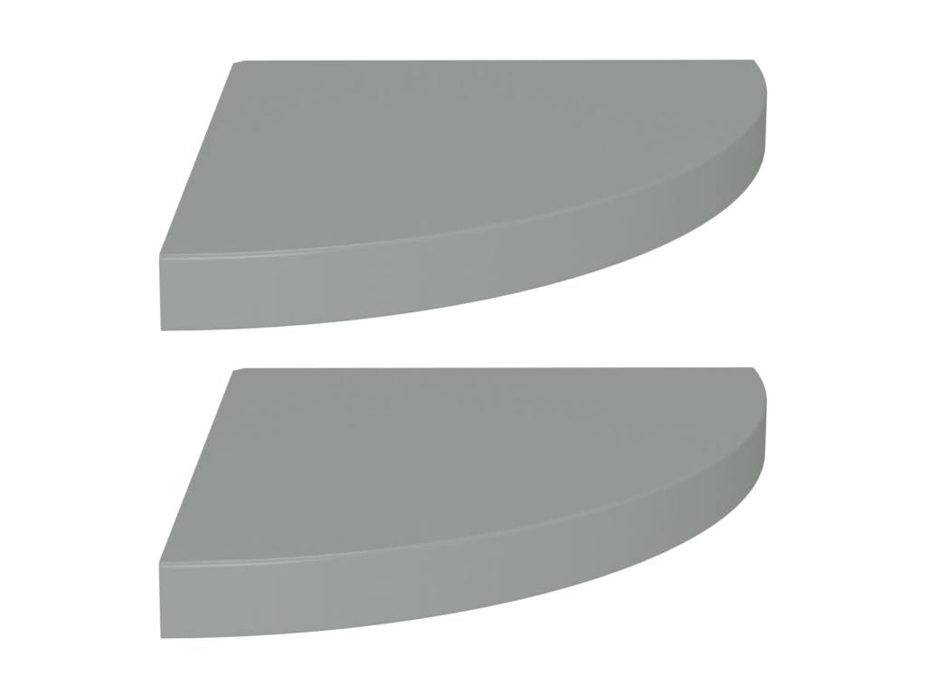 Floating Corner Shelves, 2 pcs, Grey, 35x35x3.8 cm, MDF