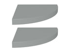 Floating Corner Shelves, 2 pcs, Grey, 35x35x3.8 cm, MDF