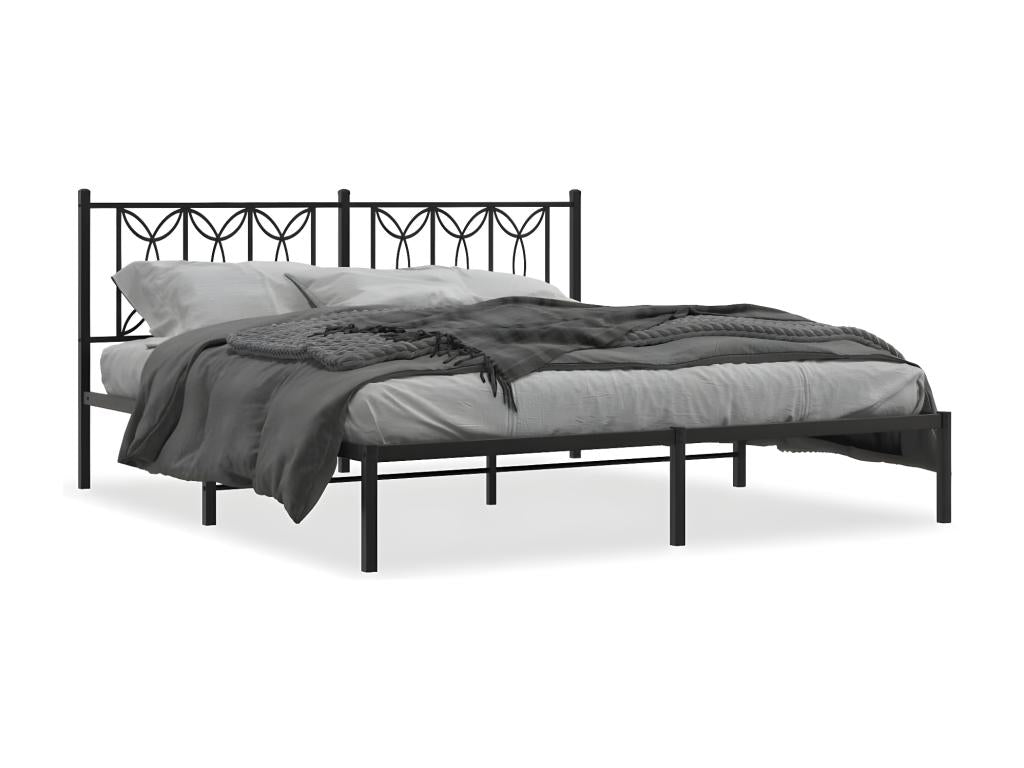 Metal bed frame with black headboard, 183x213 cm