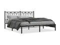 Metal bed frame with black headboard, 183x213 cm