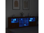 Buffet with Homzoraères LED lights, brown oak, 202x37x67 cm