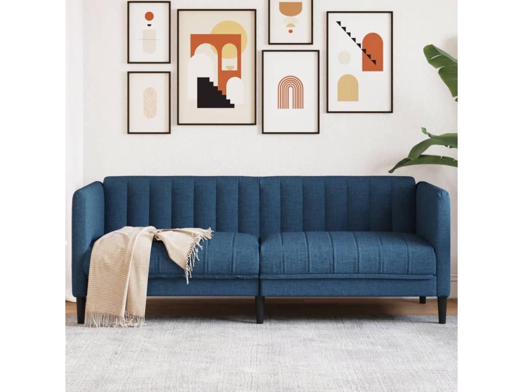 Blue fabric 2-seater sofa