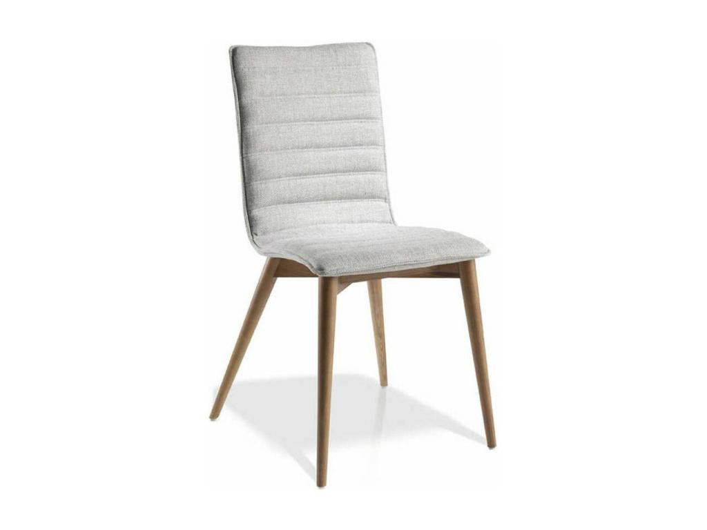 Ash wood chair in walnut finish and Doucezen fabric - Set of 2 - Doucezen color 52