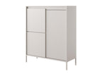 High three-door chest of drawers - 104 cm - with milled front - beige - Homzora
