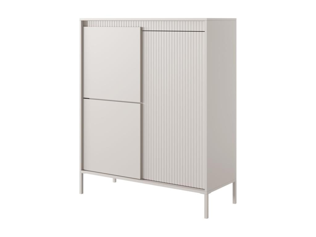 High three-door chest of drawers - 104 cm - with milled front - beige - Homzora