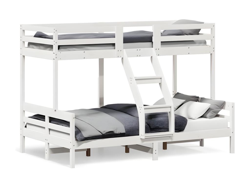 Bunk bed 80x200/120x200 cm white solid pine wood
