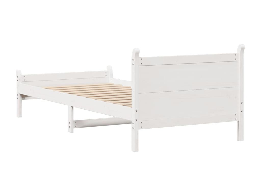 Bed frame without white mattress 90x190 cm solid pine wood