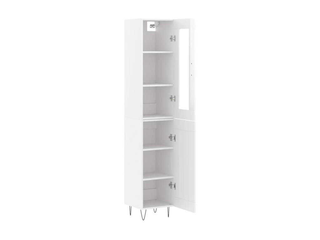 High-gloss white sideboard, 34.5x34x180 cm, engineered wood