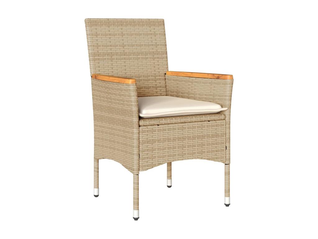 Homzora 3-Piece Beige Rattan Garden Dining Set with Cushions