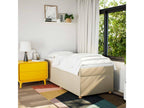 Homzora bed base with mattress, Cream, 100x200 cm, Fabric