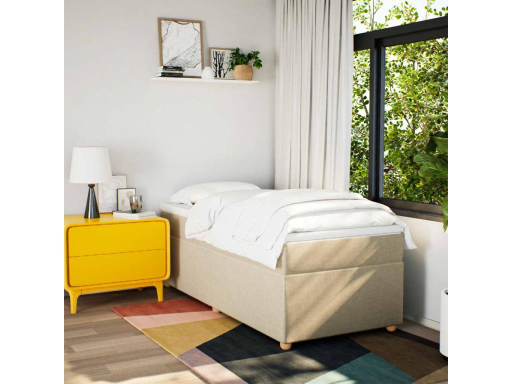 Homzora bed base with mattress, Cream, 100x200 cm, Fabric
