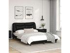 Bed frame with Homzoraères LED lights, black, 140x190 cm, faux leather