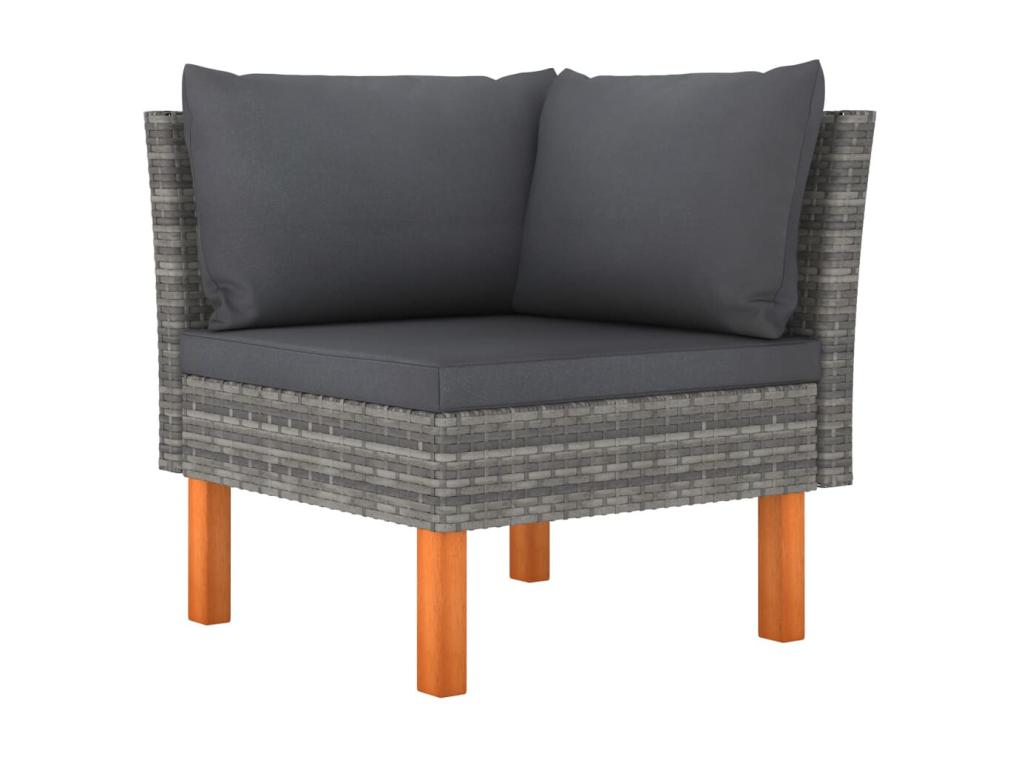5-piece garden furniture set with cushions, woven resin, grey, 28