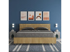 Bed without slatted base 160x190 with inclined headboard and natural oak slats Homzora