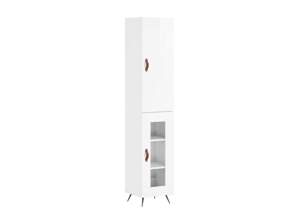 High-gloss white sideboard, 34.5x34x180 cm, engineered wood