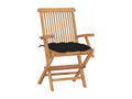 Garden chairs with black cushions, set of 2, solid teak wood
