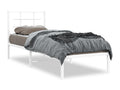 Metal bed frame with white headboard 75x190 cm