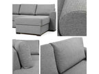 Homzora 262 Corner Sofa, Pink, Sleeping Function, Bedding Box, 370x186x85cm